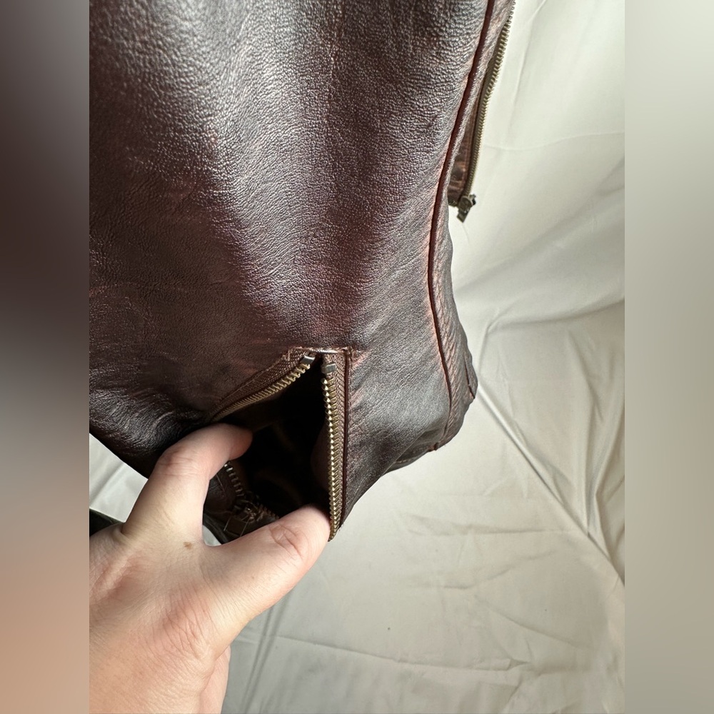 Maurice’s Faux Brown Leather Jacket Full Zip Size Large - Picture 6 of 15